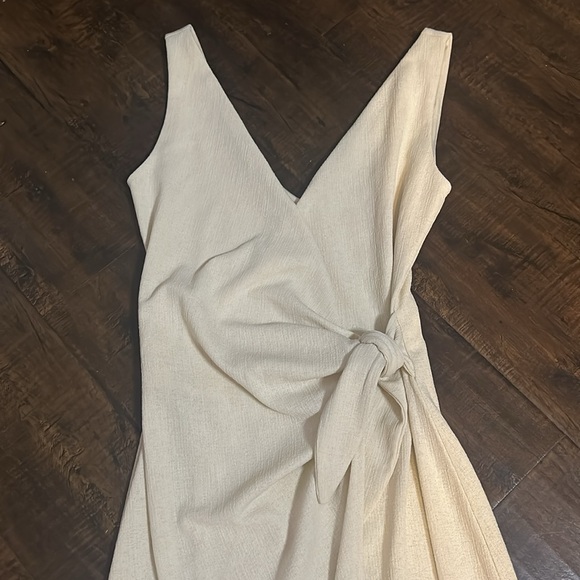 Off White Front Tie Midi Dress by H&M Size XS - Picture 2 of 3